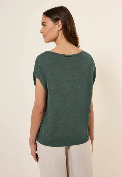 Leinen-Look Strickpullover dark balmy khaki