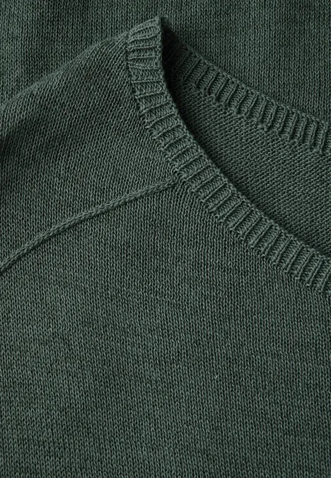 Leinen-Look Strickpullover dark balmy khaki
