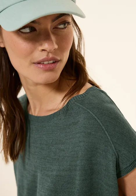 Leinen-Look Strickpullover dark balmy khaki