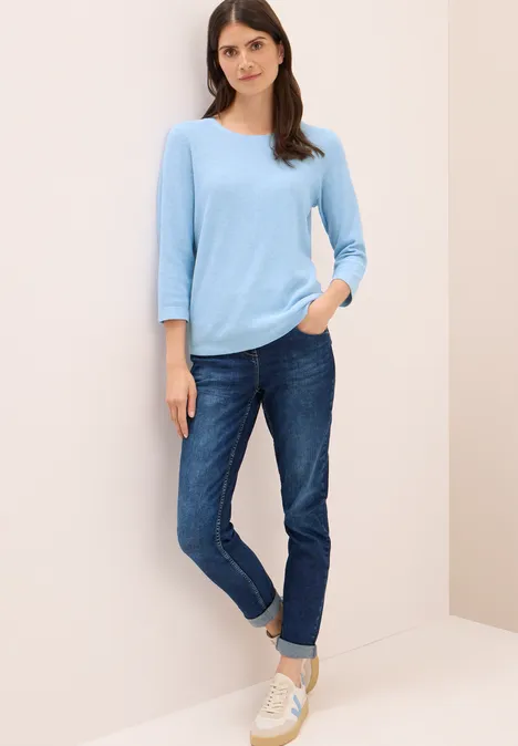 Rundhals Strickpullover whisper blue melange