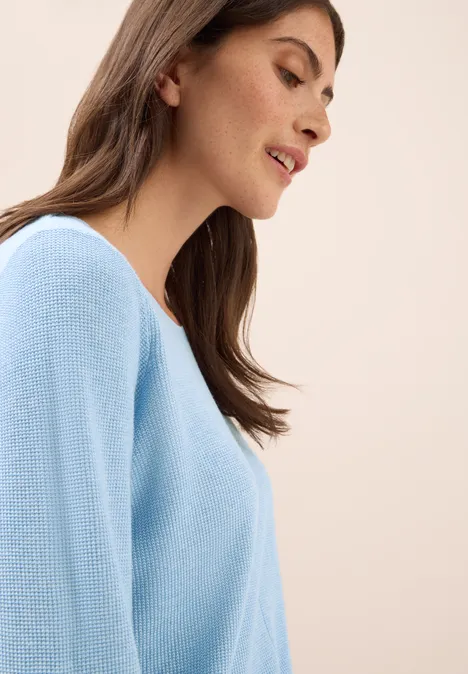 Rundhals Strickpullover whisper blue melange