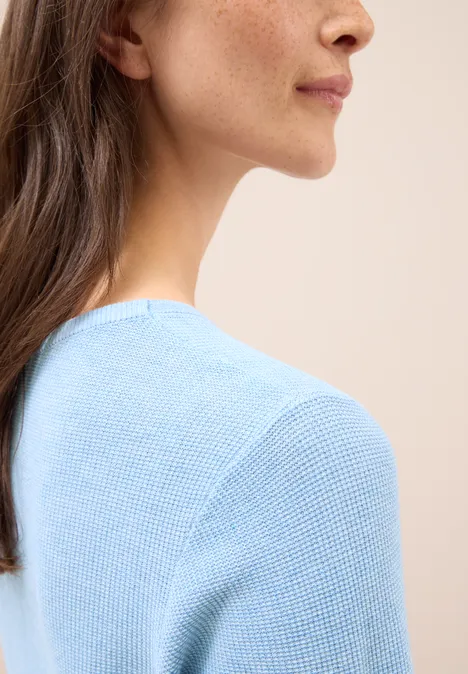 Rundhals Strickpullover whisper blue melange