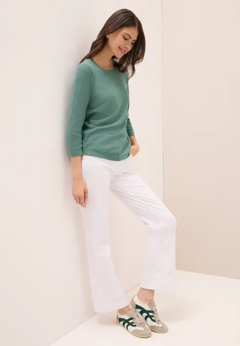 Rundhals Strickpullover jewel green melange