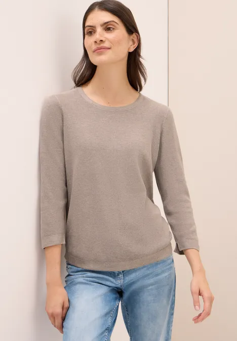 Rundhals Strickpullover toffee cream melange