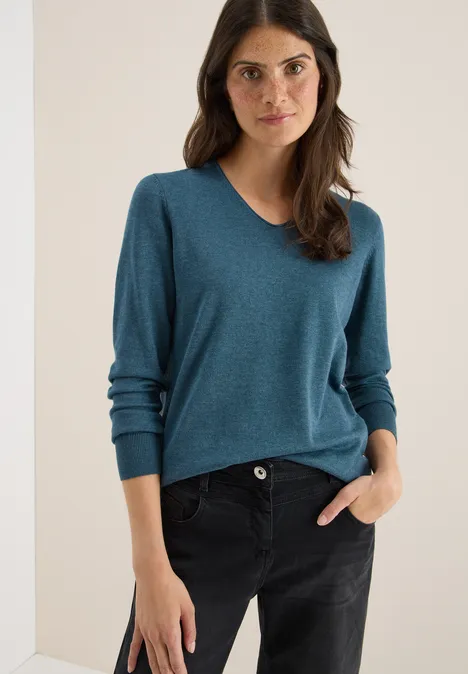 Basic Pullover dull teal blue melange