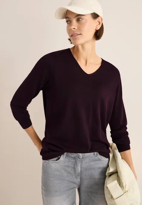Basic Pullover eggplant red