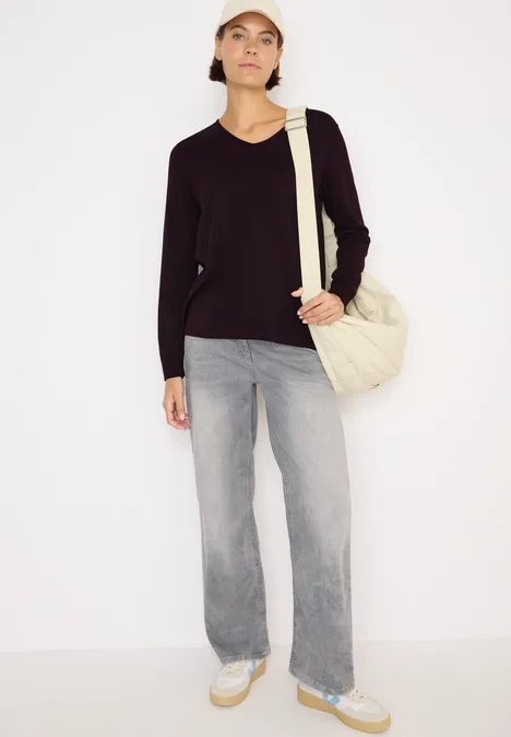 Basic Pullover eggplant red