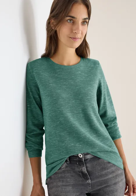 Strukturpullover smoky green heather melange