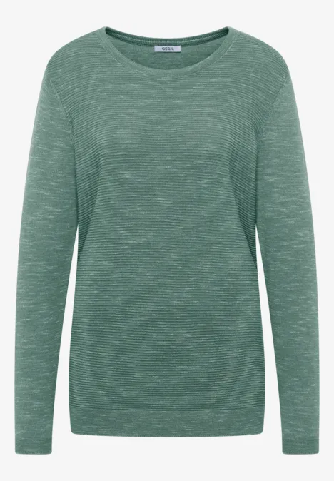 Strukturpullover smoky green heather melange