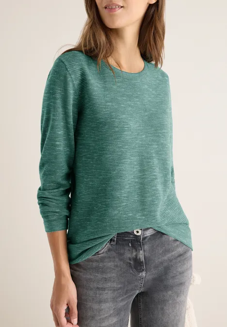 Strukturpullover smoky green heather melange