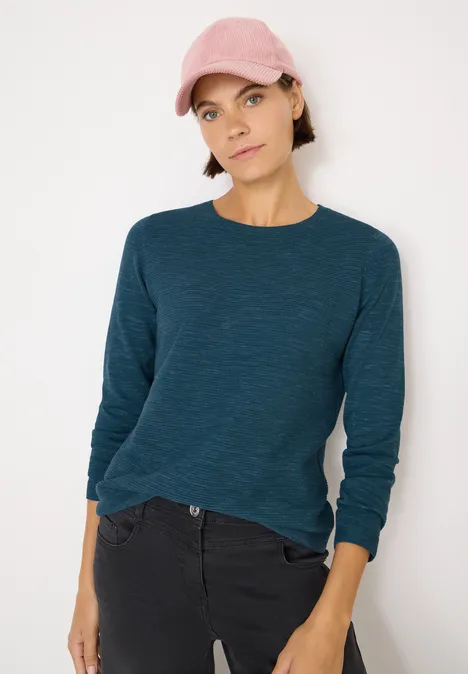 Strukturpullover teal blue heather melange