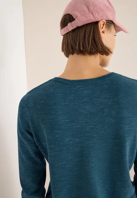 Strukturpullover teal blue heather melange