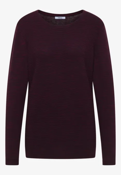 Strukturpullover eggplant red heather melange