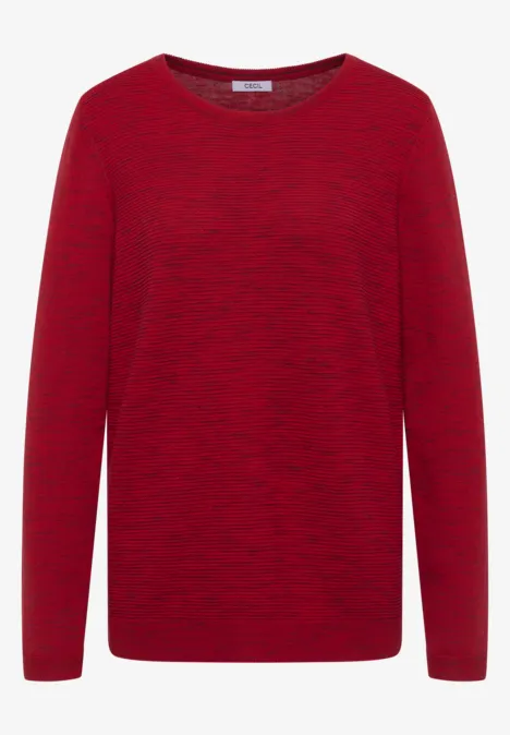 Strukturpullover fiery red heather melange