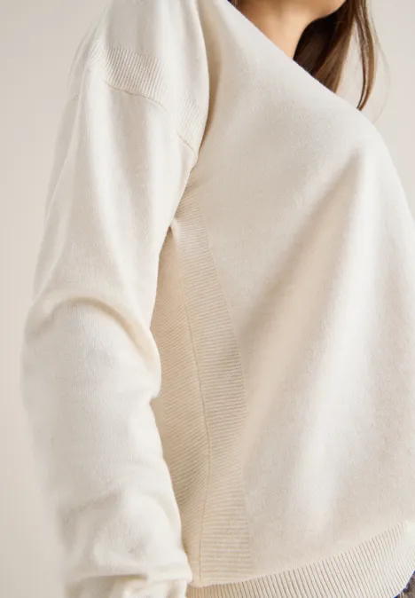 Pullover mit Strukturdetail oat milk beige melange