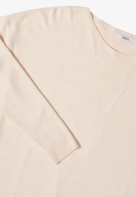 Pullover mit Strukturdetail oat milk beige melange