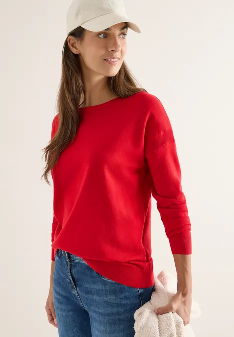 Pullover mit Strukturdetail fiery red