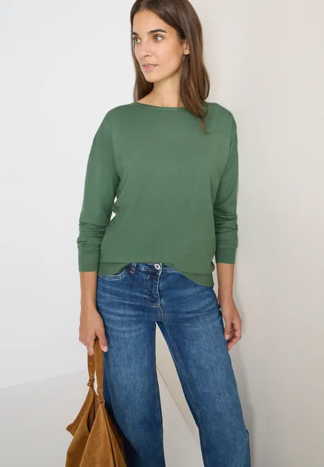 Pullover mit Strukturdetail highland green melange