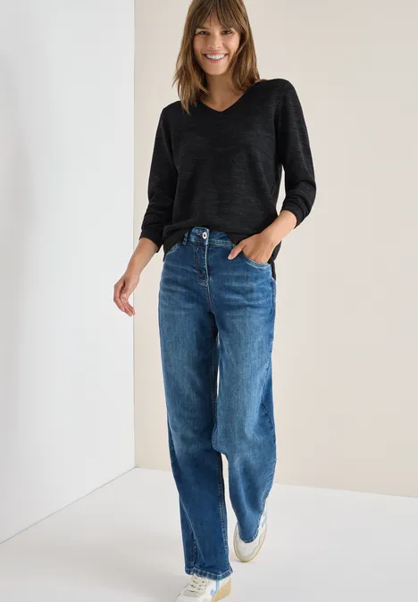 V-Neck Pullover salt-pepper heather melange