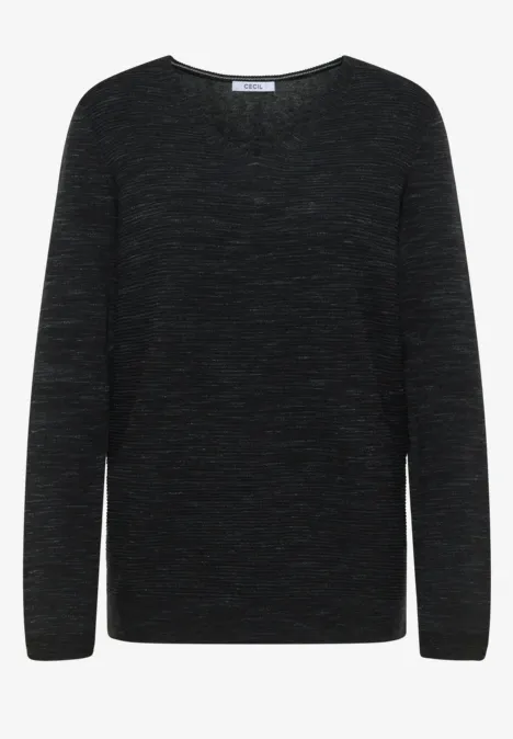 V-Neck Pullover salt-pepper heather melange