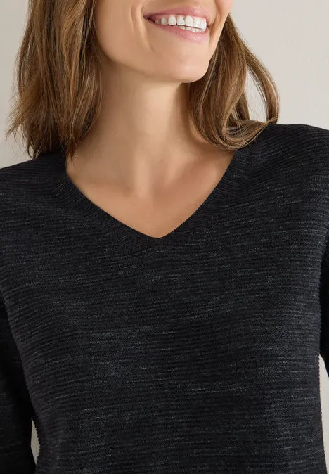 V-Neck Pullover salt-pepper heather melange