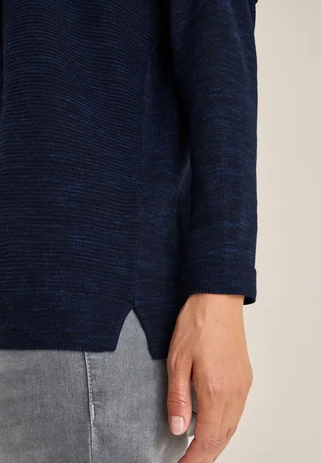 V-Neck Pullover deep blue heather melange