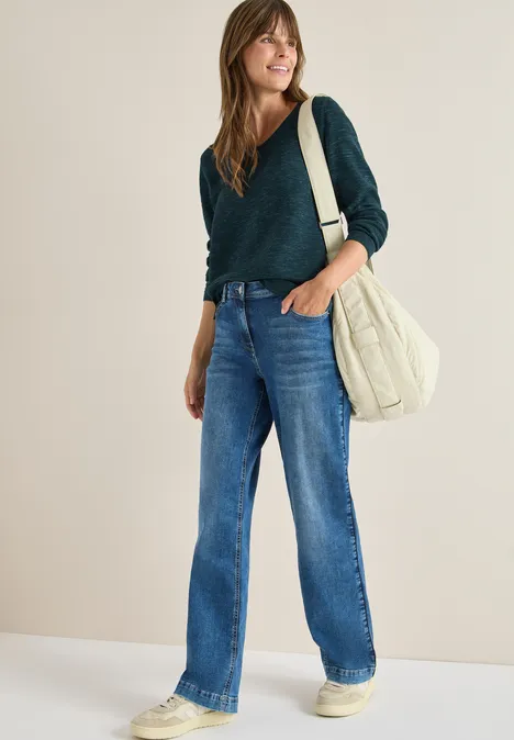 V-Neck Pullover pine green heather melange