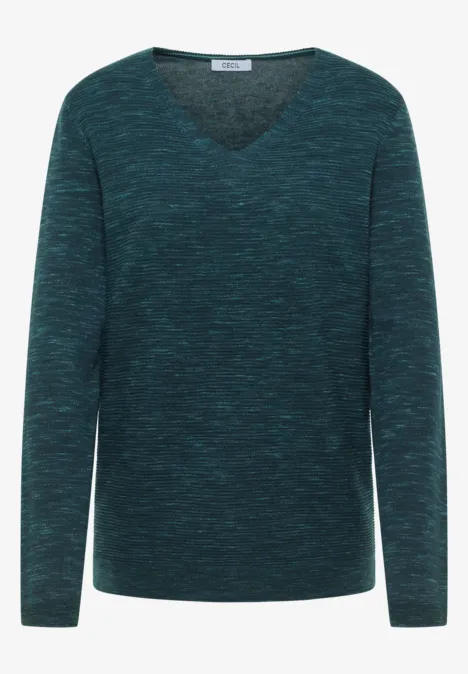 V-Neck Pullover pine green heather melange
