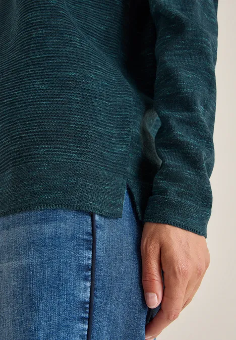 V-Neck Pullover pine green heather melange