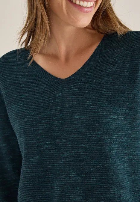 V-Neck Pullover pine green heather melange