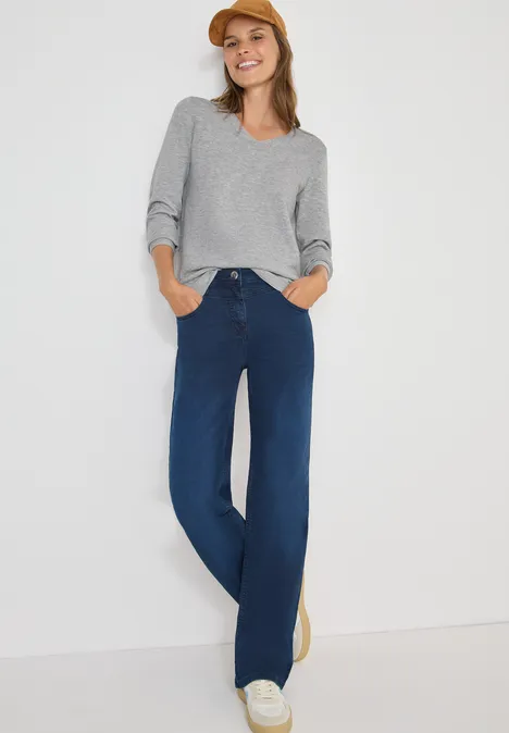 V-Neck Pullover heather silver chalk melange