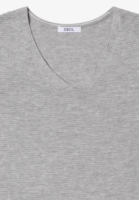V-Neck Pullover heather silver chalk melange