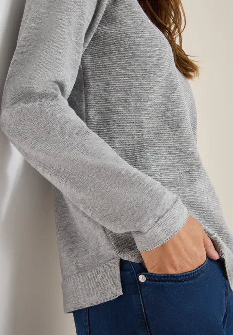 V-Neck Pullover heather silver chalk melange