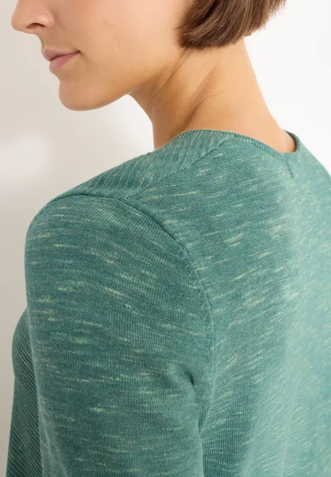 V-Neck Pullover smoky green heather melange
