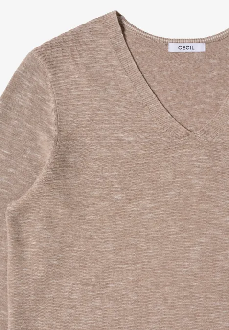 V-Neck Pullover toffee cream heather melange