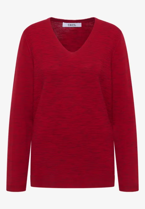 Trui met V-hals fiery red heather melange
