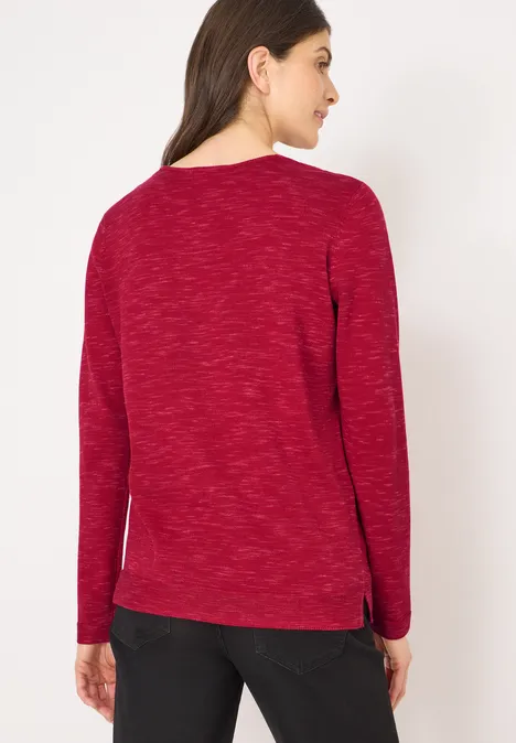 Trui met V-hals beaujolais red heather mel.