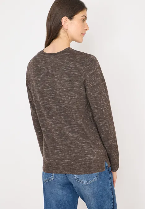Trui met V-hals mushroom taupe heather mel.