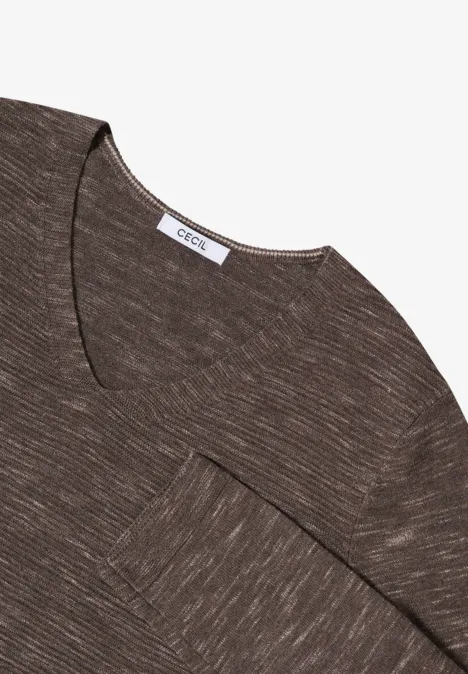 Trui met V-hals mushroom taupe heather mel.
