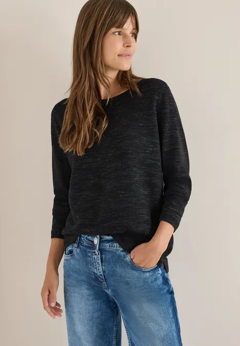Rundhals Strukturpullover salt-pepper heather melange