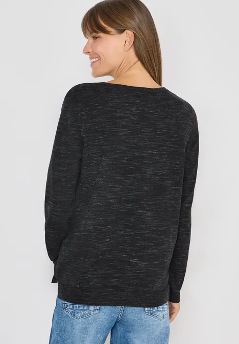 Rundhals Strukturpullover salt-pepper heather melange