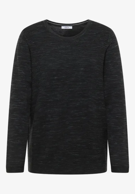 Rundhals Strukturpullover salt-pepper heather melange