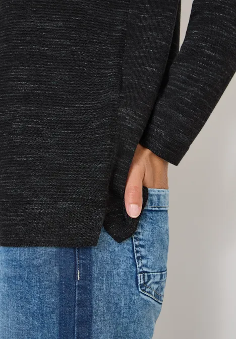 Rundhals Strukturpullover salt-pepper heather melange