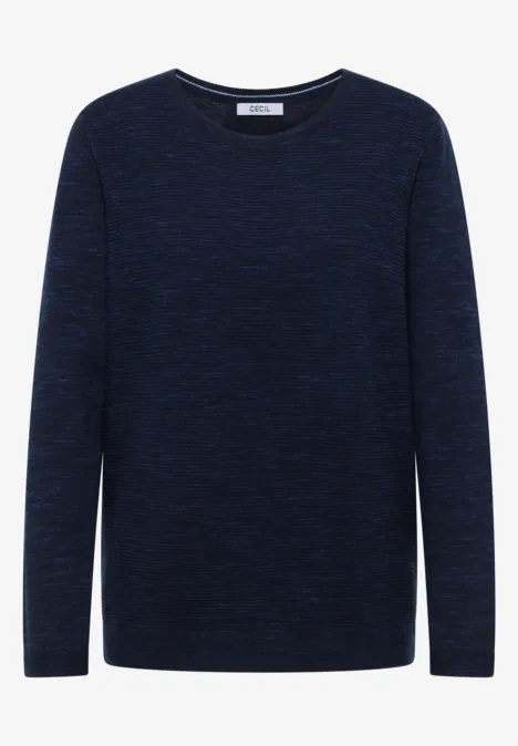 Rundhals Strukturpullover deep blue heather melange