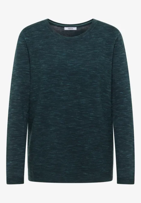 Rundhals Strukturpullover pine green heather melange