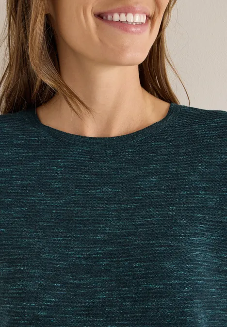 Rundhals Strukturpullover pine green heather melange