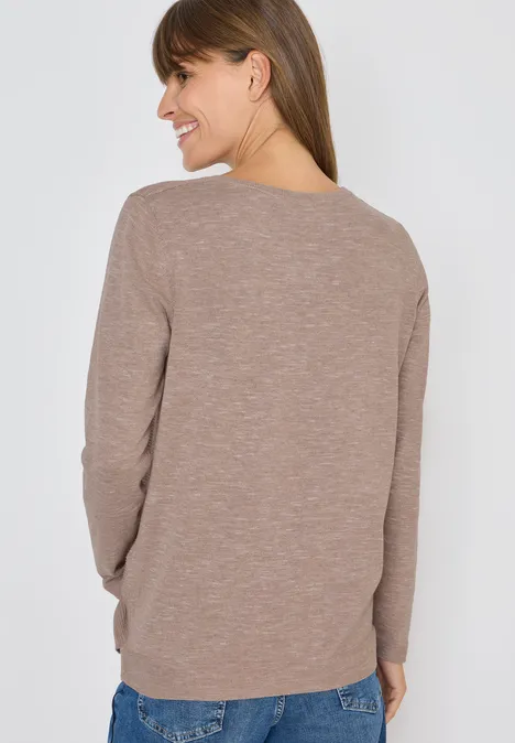 Rundhals Strukturpullover heather taupe melange