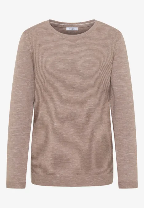 Rundhals Strukturpullover heather taupe melange