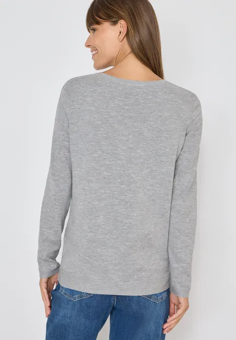 Rundhals Strukturpullover heather silver chalk melange