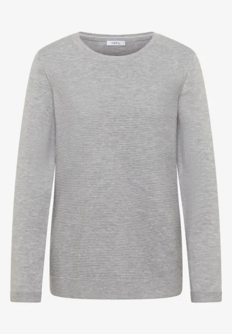 Rundhals Strukturpullover heather silver chalk melange